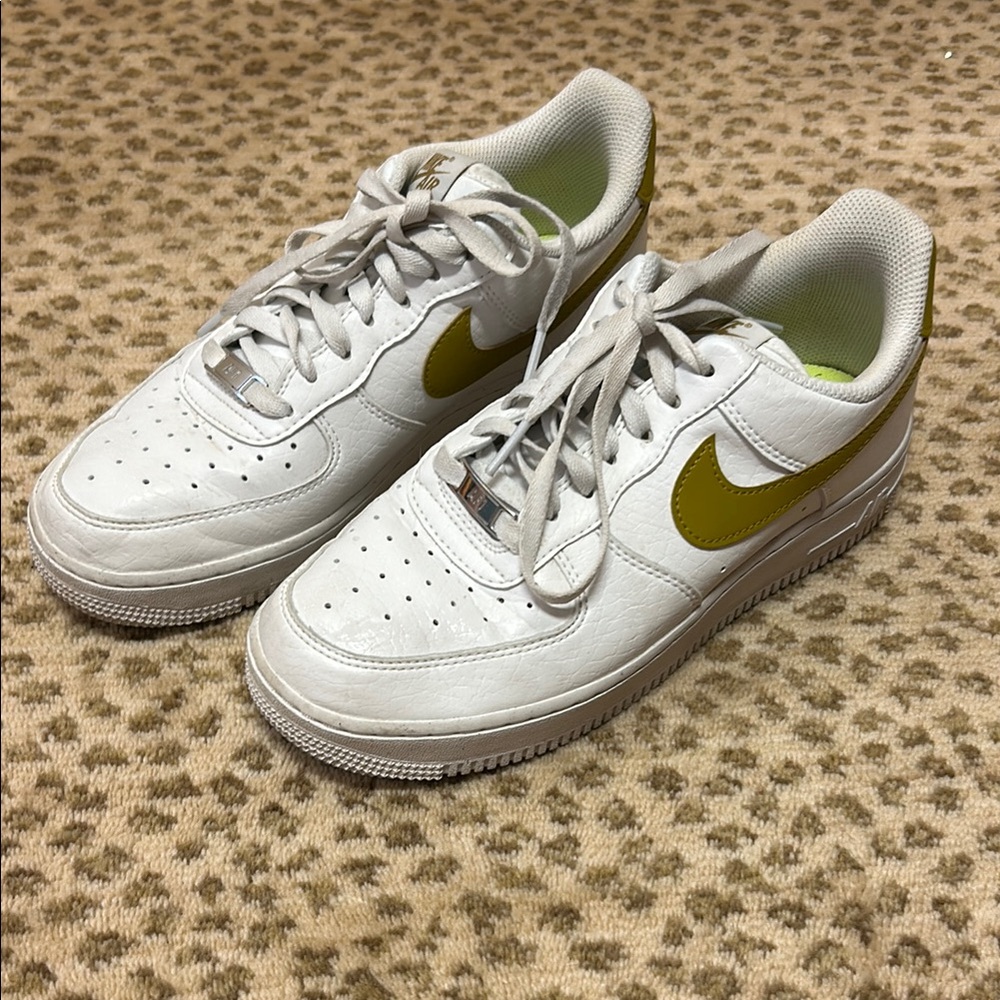 Nike White and Khaki  Air Force 1 Sneakers in great condition